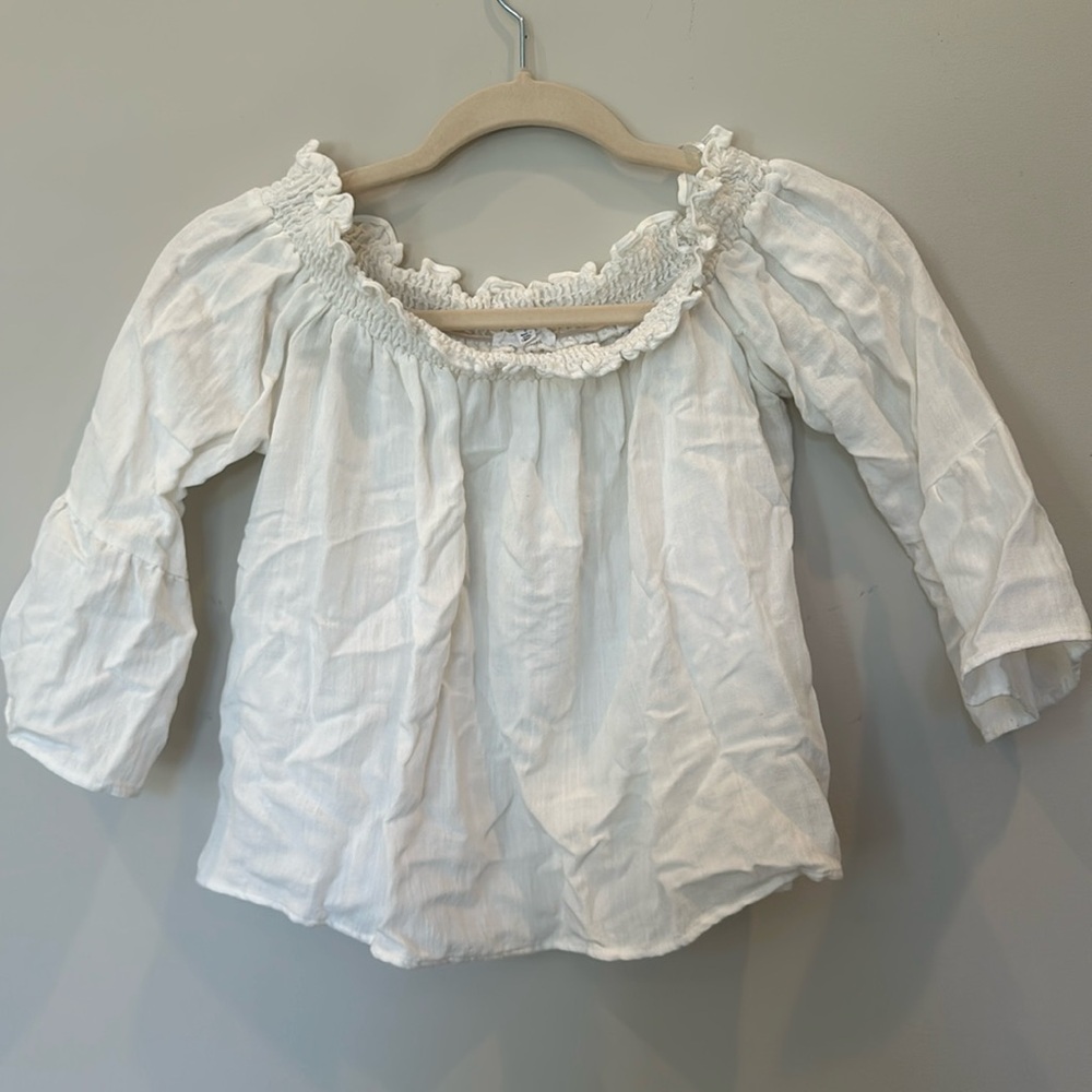 Cream off the shoulder linen top